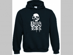 Punk rock skull - smrtka - lebka mikina s kapucou stiahnutelnou šnúrkami a klokankovým vreckom vpredu 